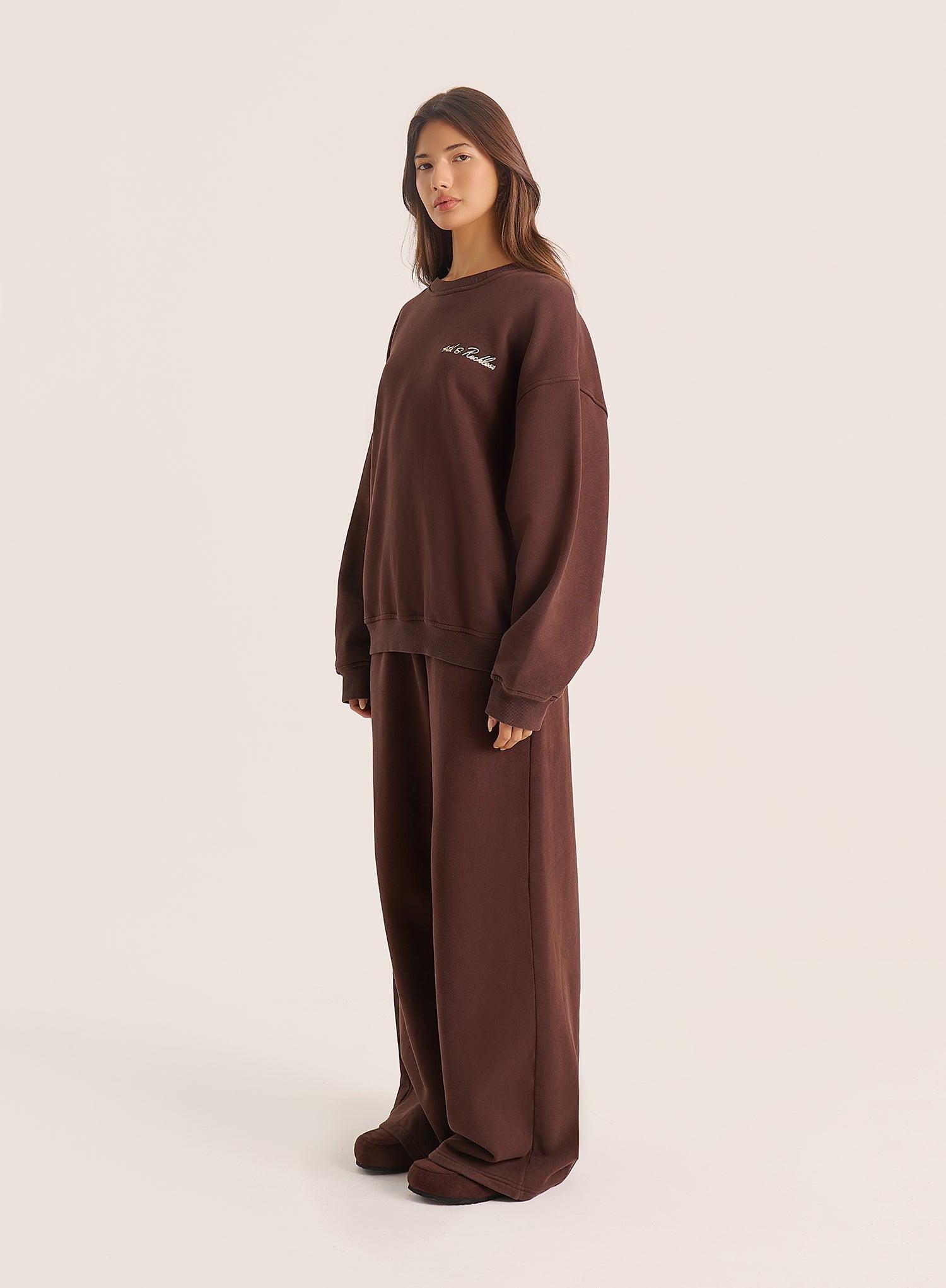 Chocolate Embroidered Script Logo Sweatshirt